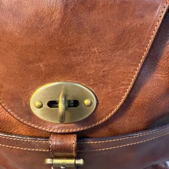 Vintage Paolo Masi  Leather  Large Brown Made In  Italy Purse Bag  Satchel - Picture 6 of 16